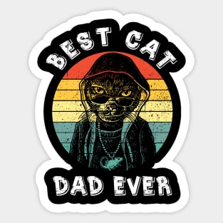 Best Cat Dad Ever Vintage Sunset Sticker